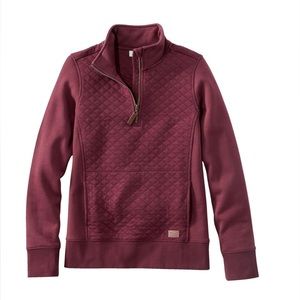 LL Bean Women’s Quilted Quarter Zip Pullover - Deep Wine